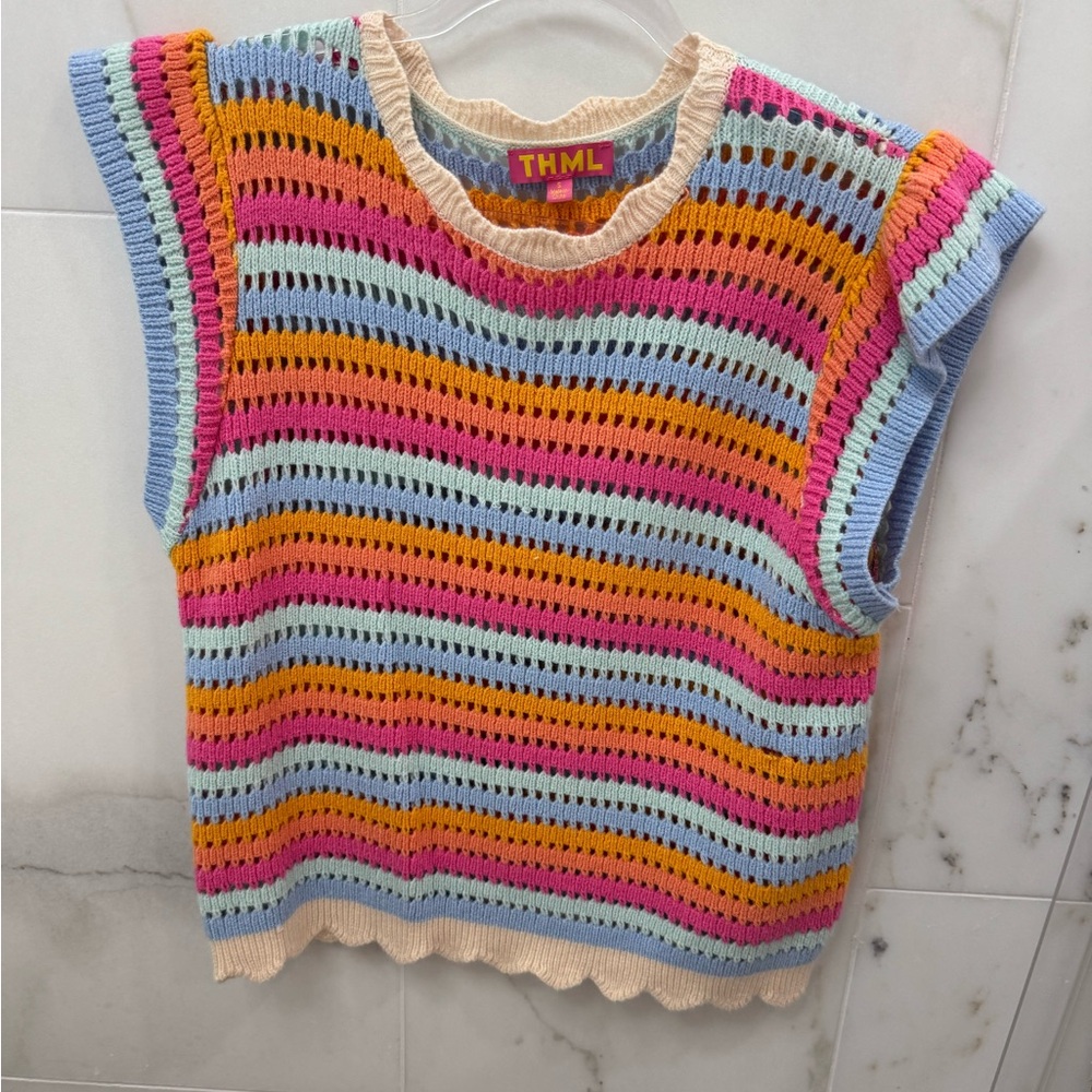 THML Colorful Striped Sleeveless Knit Top